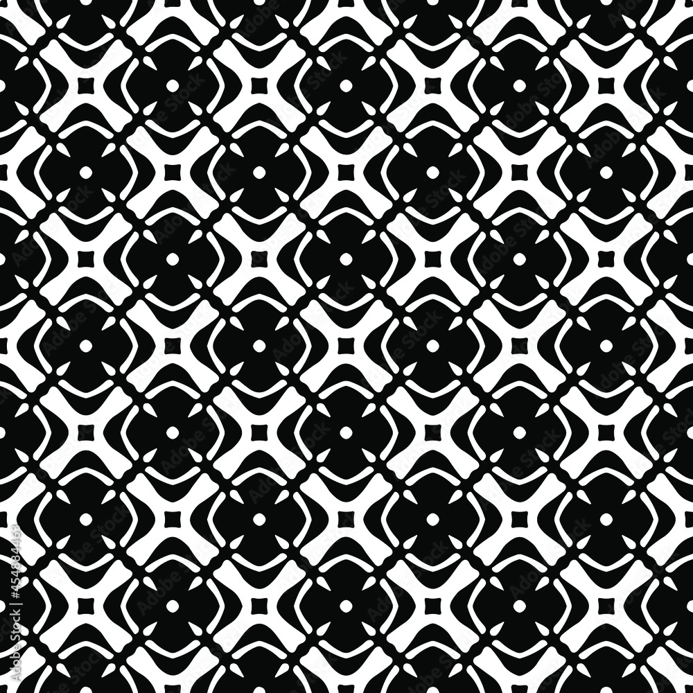 Fototapeta premium floral seamless pattern background.Geometric ornament for wallpapers and backgrounds. Black and white pattern.