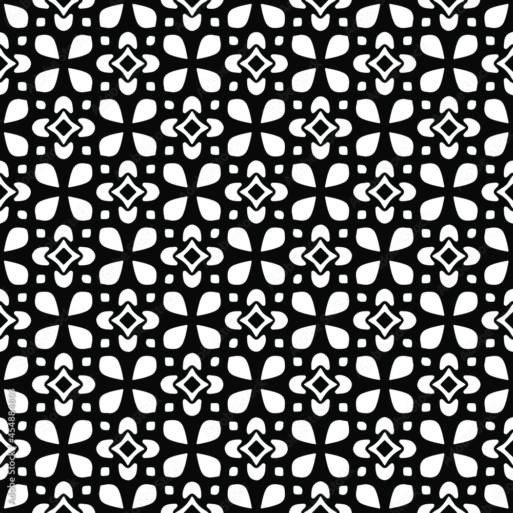 Fototapeta premium floral seamless pattern background.Geometric ornament for wallpapers and backgrounds. Black and white pattern.