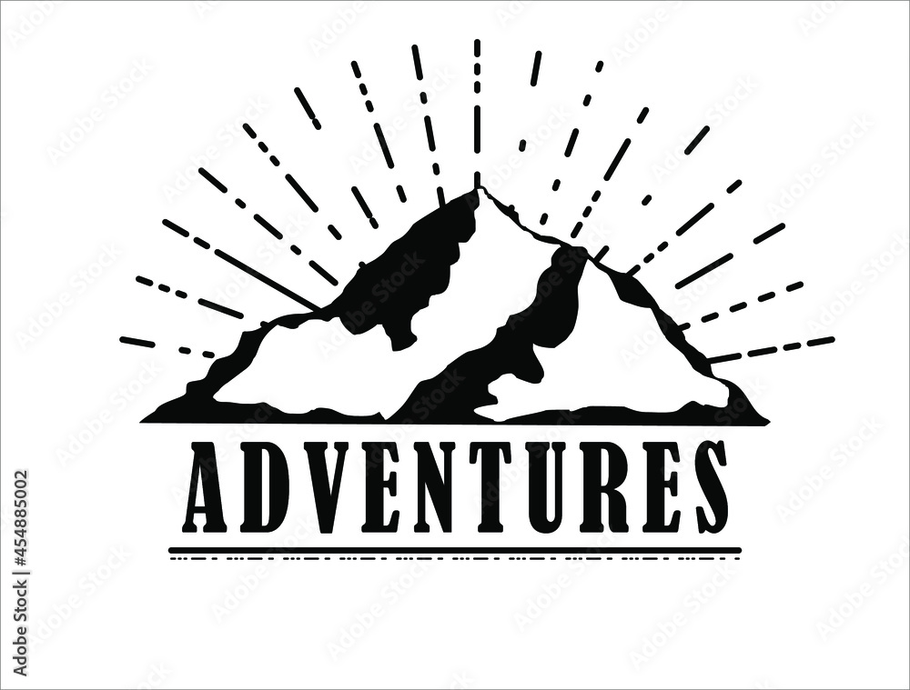 Illustration of mountain, outdoor adventure.