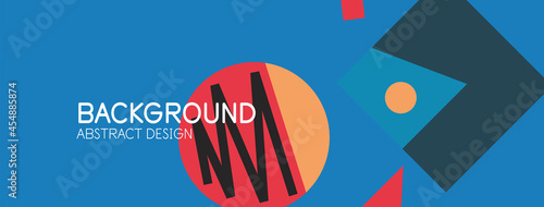 Abstract background. Blocks, lines, triangles, circles composition. Techno or business concept for wallpaper, banner, background, landing page