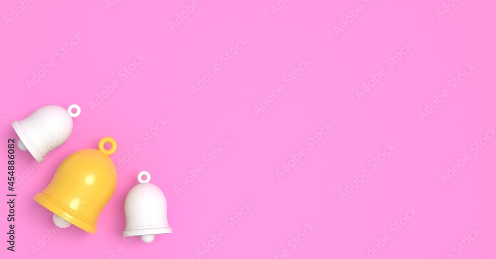 Notification bell icon isolated on pink background. Notification concept. Trendy Social Media element. 3d rendering