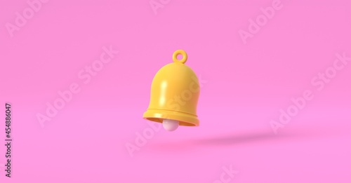 Notification bell icon isolated on pink background. Notification concept. Trendy Social Media element. 3d rendering