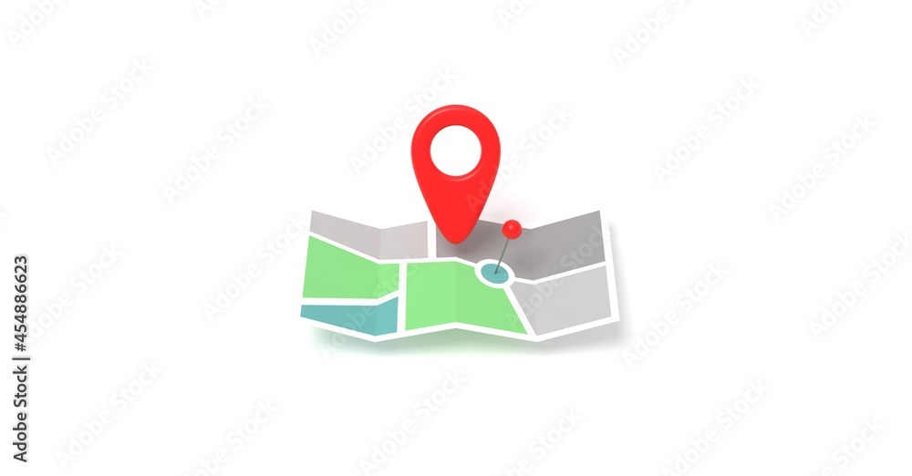 Map with a pin, Navigation, Route Marker, Direction, 3d rendering, 3d Illustrator Map with a pin, Navigation, Route Marker, Direction, 3d rendering, 3d Illustrator