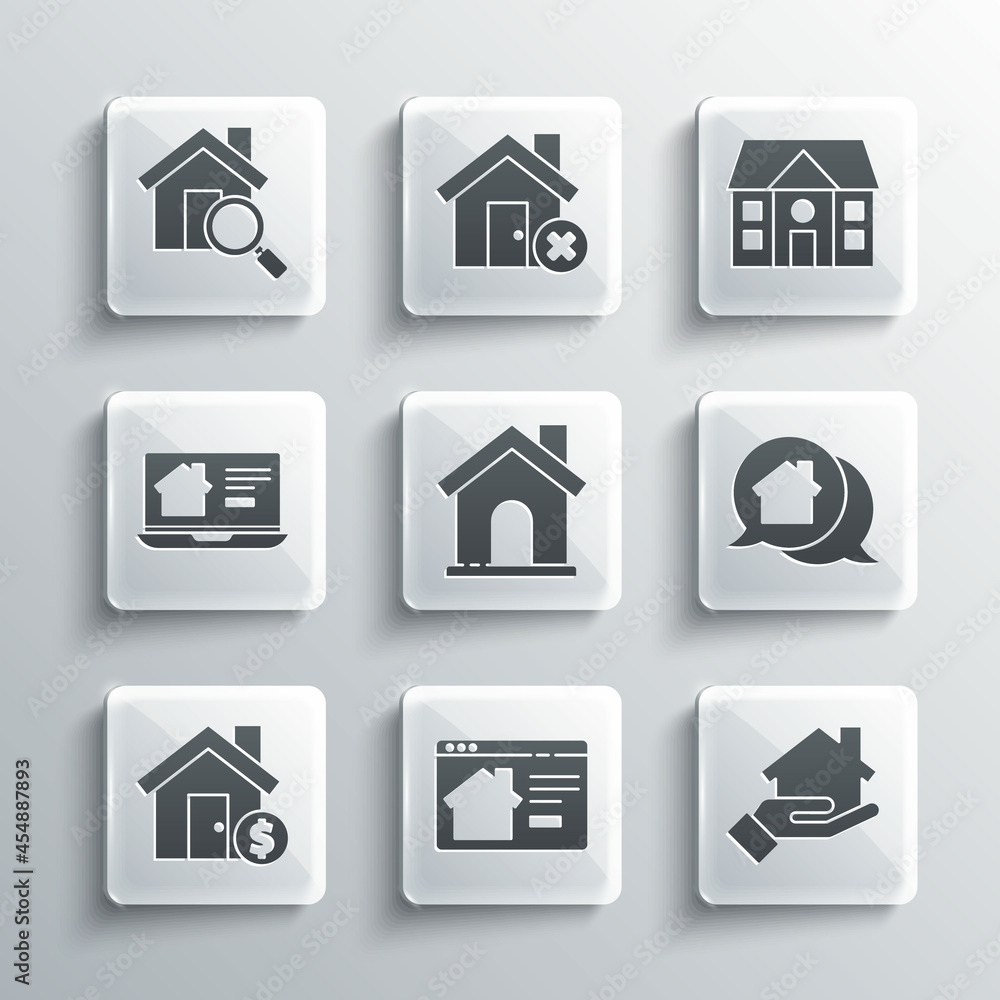 Set Online real estate house, Realtor, message, House, with dollar symbol, Search and icon. Vector Set Online real estate house, Realtor, message, House, with dollar symbol, Search and icon. Vector