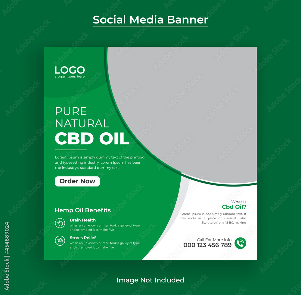 Hemp products or Cbd oil promotional Social media banner and cannabis web banner template