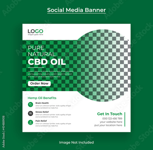 Hemp products or Cbd oil promotional Social media banner and cannabis web banner template