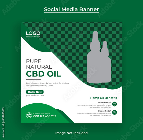 Hemp products or Cbd oil promotional Social media banner and cannabis web banner template