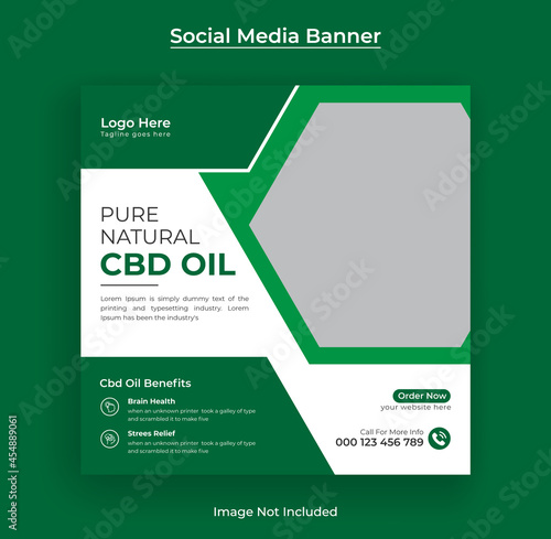 Hemp products or Cbd oil promotional Social media banner and cannabis web banner template