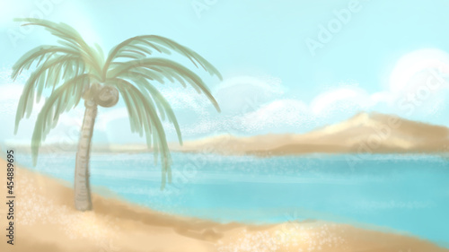Fototapeta Naklejka Na Ścianę i Meble -  Summer beach landscape painting arts background