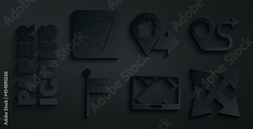 Set Gps device with map, Route location, Location marker, Road traffic sign, house and Infographic of city navigation icon. Vector