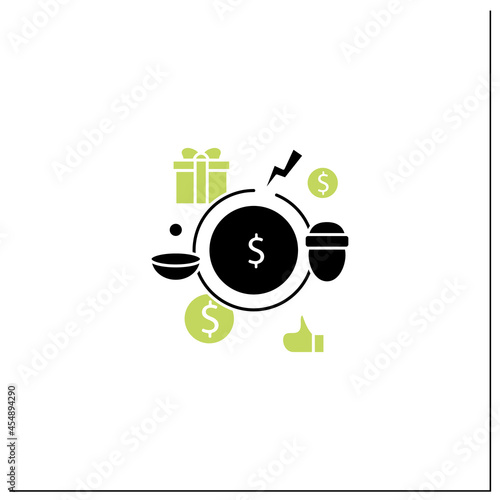 Breaking poverty cycle glyph icon. Unemployment benefit. State assistance.Universal basic income concept. Filled flat sign. Isolated silhouette vector illustration