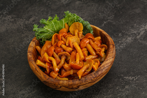 Marinated mushroom - honey agaric in the bowl