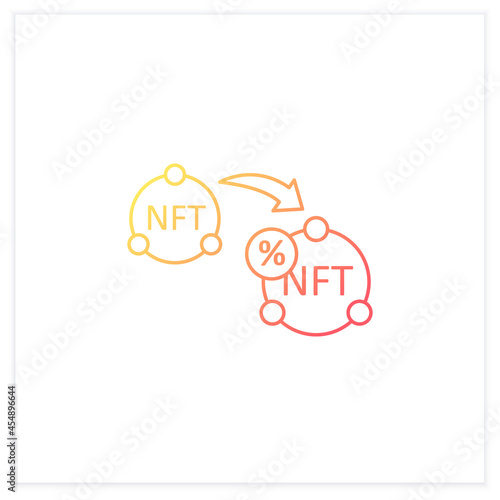 NTF resale gradient icon. Subsequent percentage. Secondary sale.Agreement. Digitalization concept. Isolated vector illustration.Suitable to banners, mobile apps and presentation