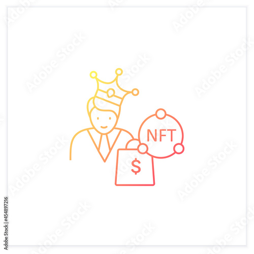 NFT buyer gradient icon. Gain possession original digital file. Buying NFT files. Digitalization concept. Isolated vector illustration.Suitable to banners, mobile apps and presentation
