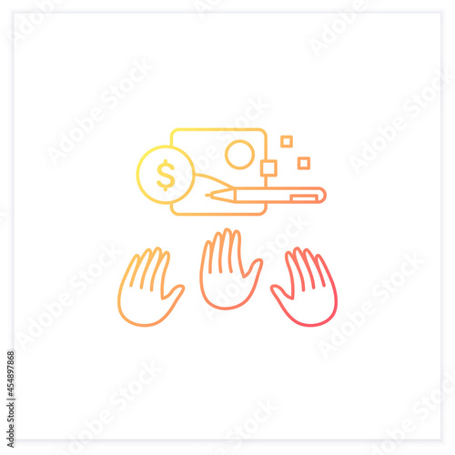 Popular work gradient icon. Demanded digital art. Many buyers. Desirable work. Digitalization concept.Isolated vector illustration.Suitable to banners, mobile apps and presentation