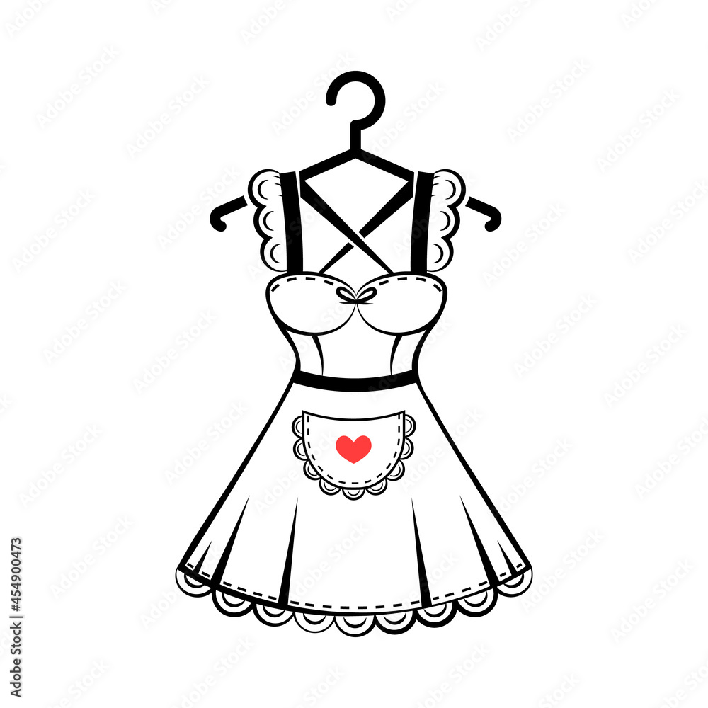 Women's seхy bib apron with a pocket with lace on a hanger Women's seхy bib apron with a pocket with lace on a hanger