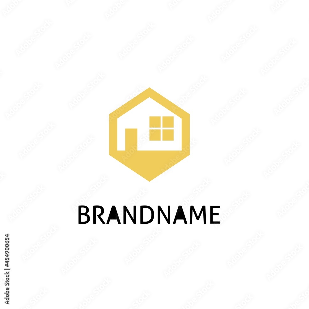 house logo design, simple hexagon outline,