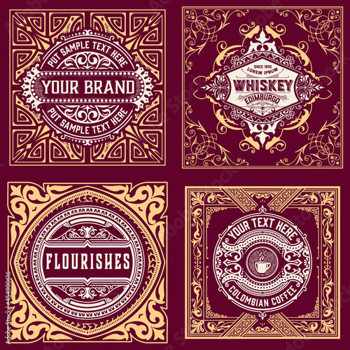 Set of 4 vintage labels for packing