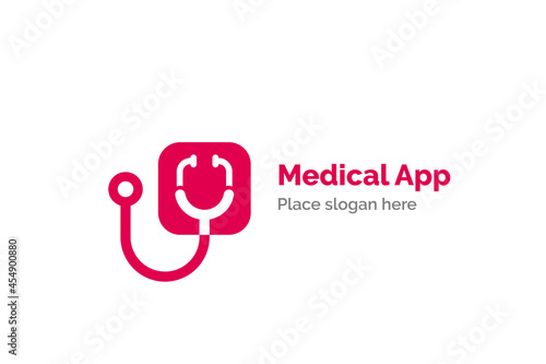 Stethoscope icon design illustration. Health and medicine logo template