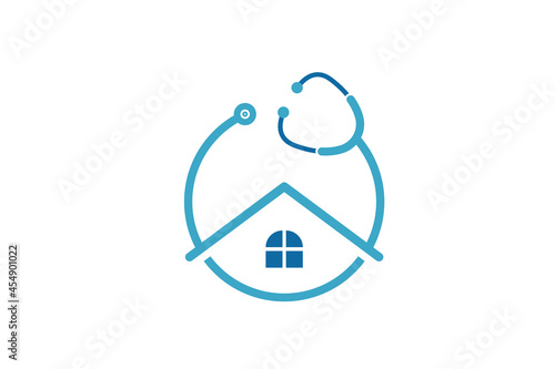 doctor home logo design with stethoscope icon