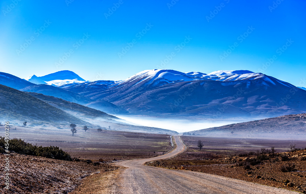 The roads that provide access to the villages in Antalya Korkuteli district and morning fog The roads that provide access to the villages in Antalya Korkuteli district and morning fog