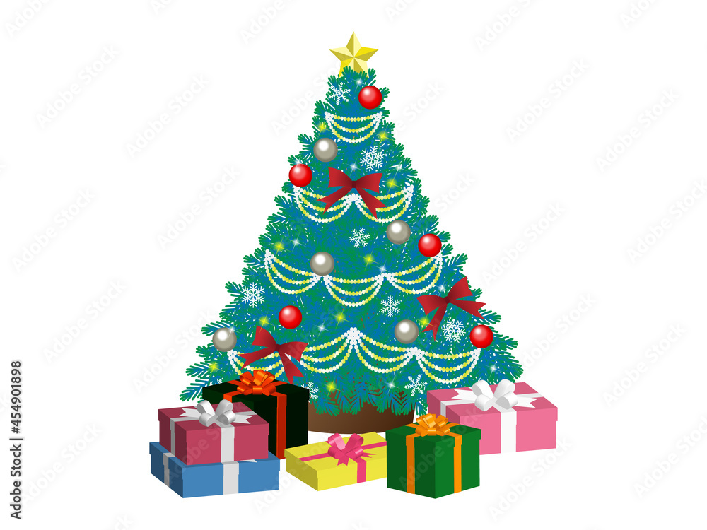 プレゼントボックスとクリスマスツリー プレゼントボックスとクリスマスツリー