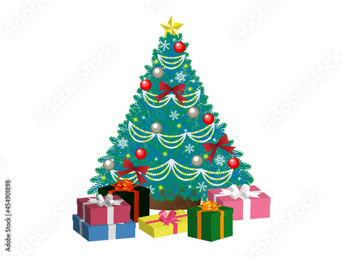 プレゼントボックスとクリスマスツリー