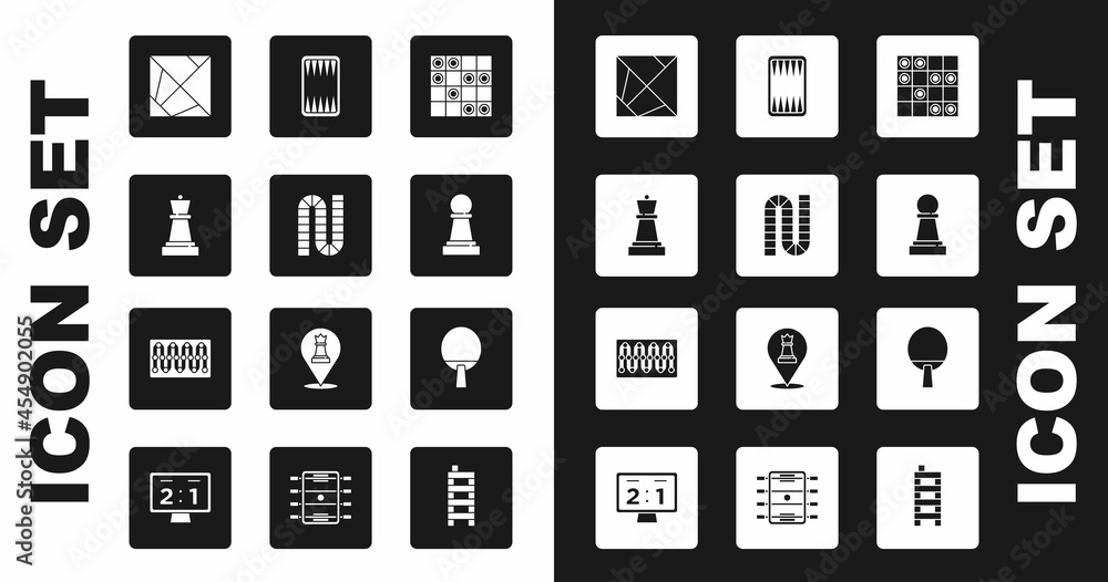 Set Board game of checkers, Chess, Rubik cube, Backgammon board, Racket and icon. Vector Set Board game of checkers, Chess, Rubik cube, Backgammon board, Racket and icon. Vector