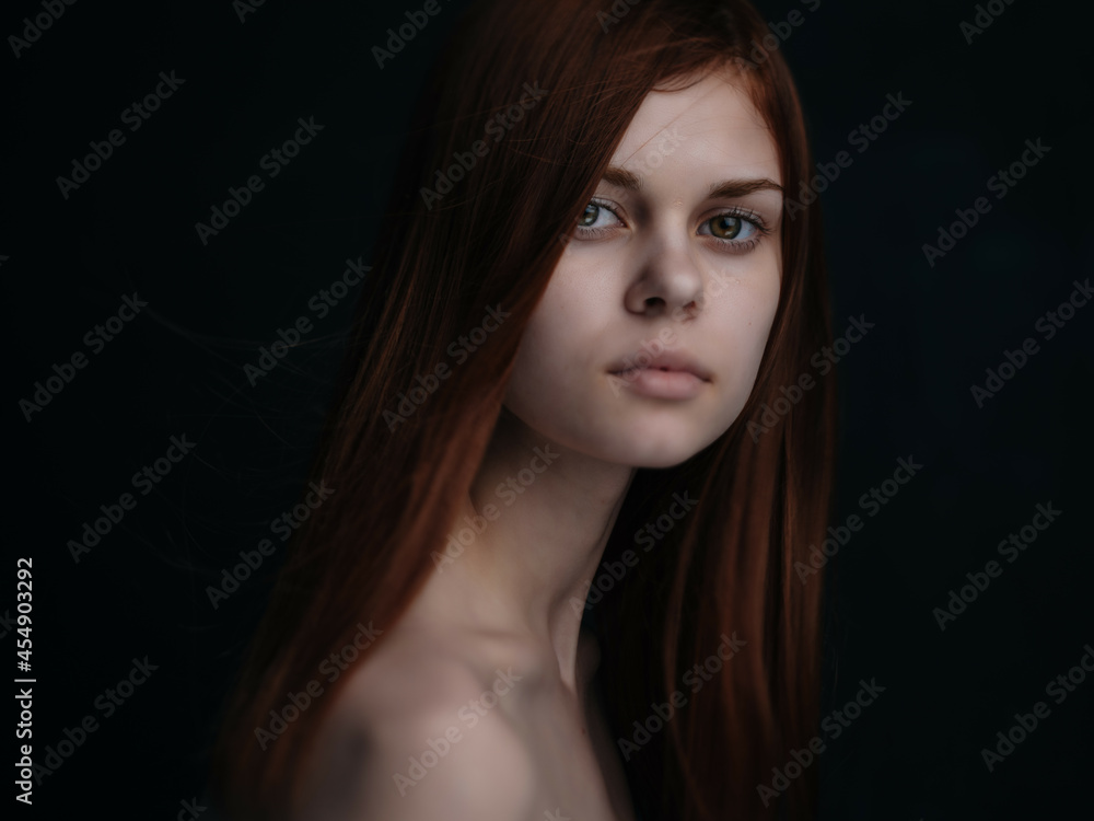 woman with bare shoulders and attractive look cropped view isolated background woman with bare shoulders and attractive look cropped view isolated background
