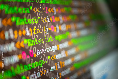 Abstract background of digital binary code of DEFI software. Crypto Programming software code on computer screen which develop by the programmer to solve the business requirement. 