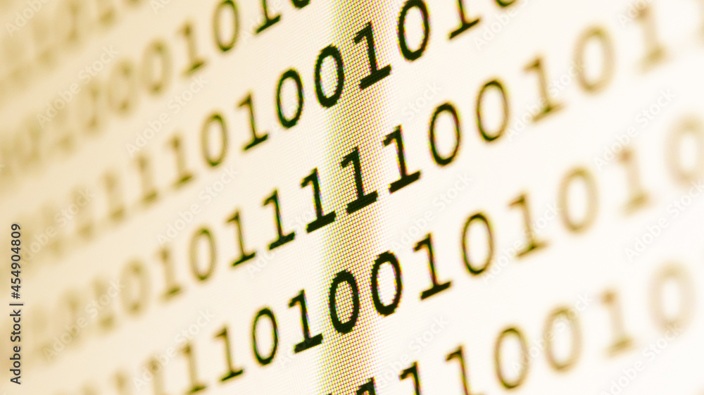 Obraz premium Abstract background of digital binary code of software. Programming software code on computer screen which develop by the programmer to solve the business requirement. 
