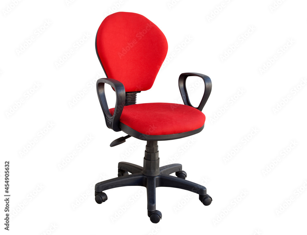 Fototapeta premium Red office chair on a white background