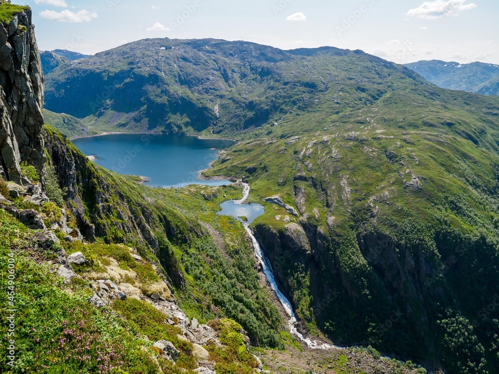 Ringeriksfossen waterfall near Rosendal, Norway.