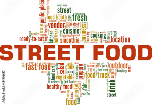 Street Food vector illustration word cloud isolated on a white background.
