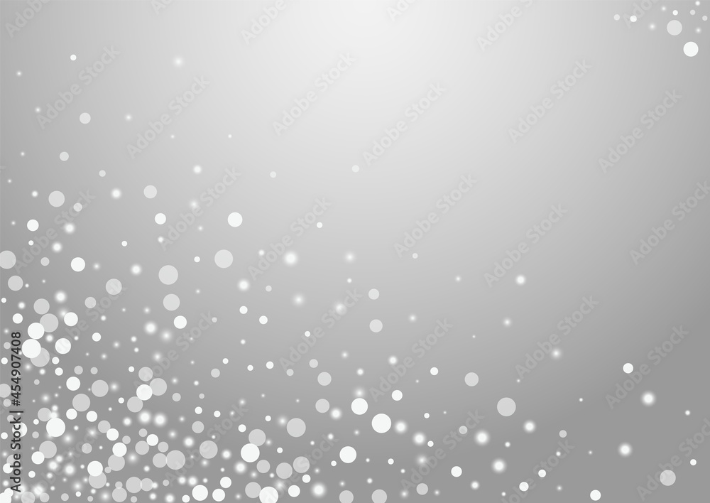 Silver Dots Vector Grey Background. White Subtle
