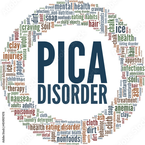 Pica disorder vector illustration word cloud isolated on a white background.