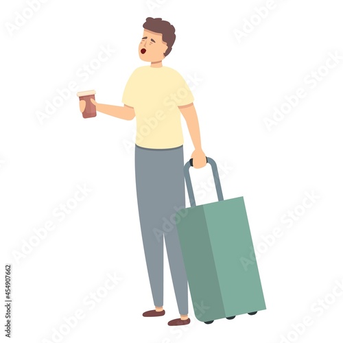 Tired tourist icon cartoon vector. Jet lag. Sad man