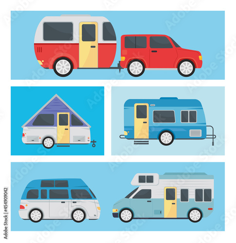 Fototapeta Naklejka Na Ścianę i Meble -  camper trailer symbol collection