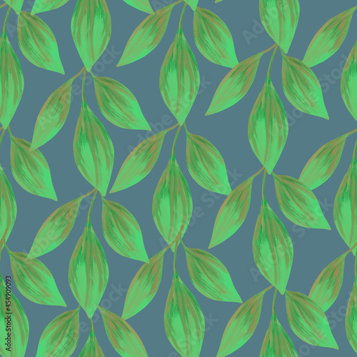 Abstract colorful Leaves background pattern. Seamless floral wallpaper with colorful Leaves. Watercolor painting. Can be uset for textile, wallpapers, prints and web design. © Elli