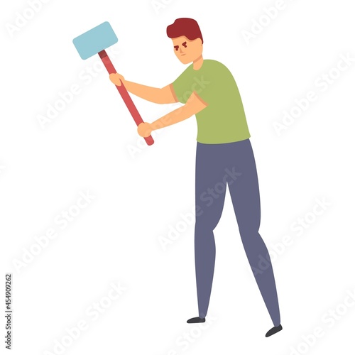 Strength test game icon cartoon vector. Carnival entertainment. Strong striker