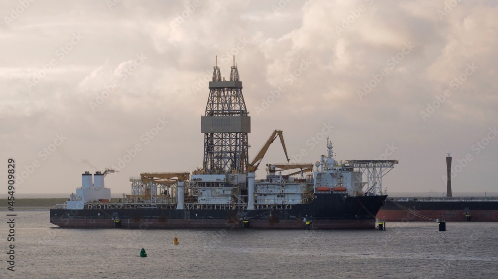 Drillship in the port of Rotterdam