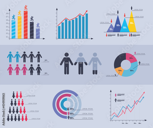 Demography chart icon collection