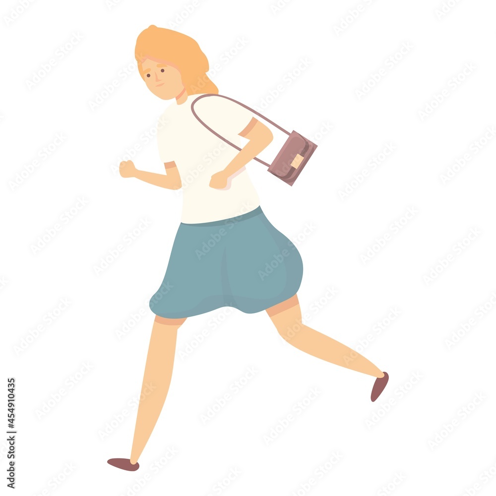 Running worker icon cartoon vector. Late work. Office employee Running worker icon cartoon vector. Late work. Office employee
