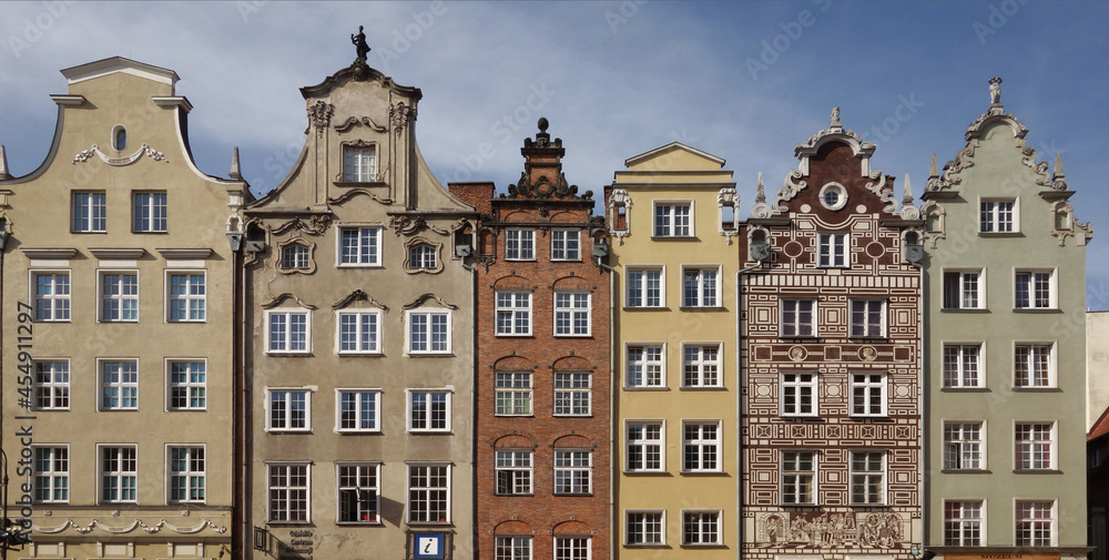 facade of old traditional houses, Gdynia, Gdansk, Poland