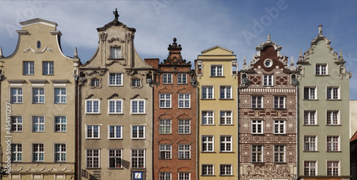 facade of old traditional houses, Gdynia, Gdansk, Poland