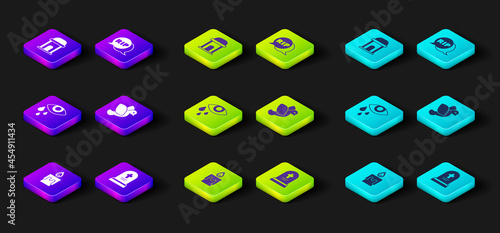 Set Burning candle, Grave with tombstone, Tear cry eye, Dove, Speech bubble rip death and Old crypt icon. Vector