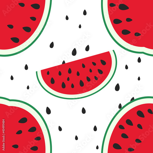 Watermelon seamless background vector illustration. Fresh healthy food. Fabric pattern. Nature wrapping.