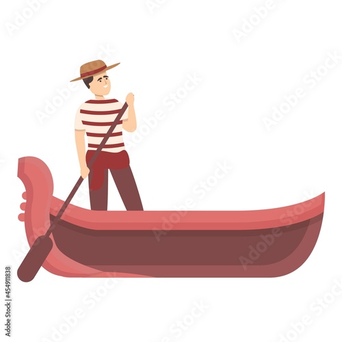Gondola icon cartoon vector. Venice gondolier. Italian boat