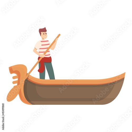 Italian gondolier icon cartoon vector. Venice gondola. Italy boat