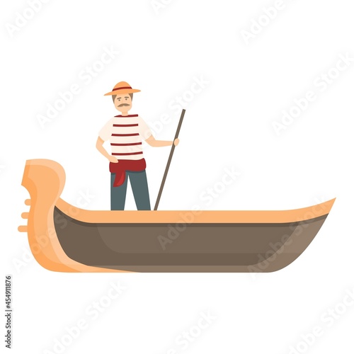 Italy gondola icon cartoon vector. Venice boat. Italian gondolier